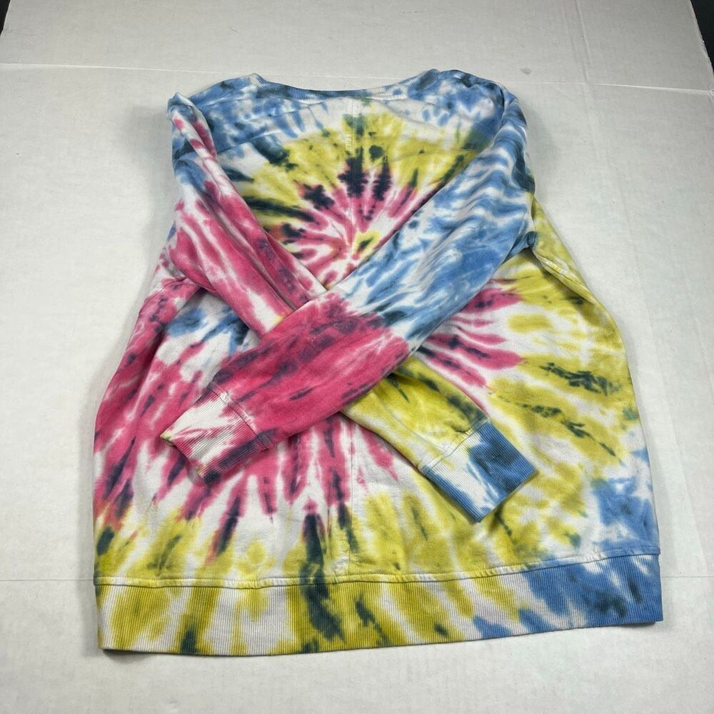 Jane And Delancey Tie Dye Sweatshirt Starburst Colorful Hippie Retro Pullover L - Picture 9 of 10